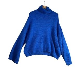 Topshop Sweater Womens Sz S 4/6 Blue Polyester Turtle Neck Pullover Long Sleeve - Picture 1 of 4