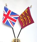 United Kingdom & England Richard the Lionheart Double Friendship Table Flag Set