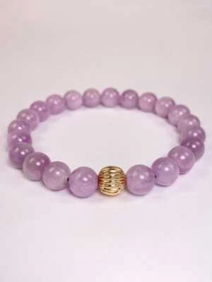 Very high quality 14K Gold Filled Purple Kunzite Stretch Bracelet wholesale - Image 1 of 4