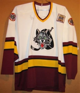 CHICAGO WOLVES WHITE MINOR LEAGUE HOCKEY No #s JERSEY with TURNER CUP PATCH - Picture 1 of 7