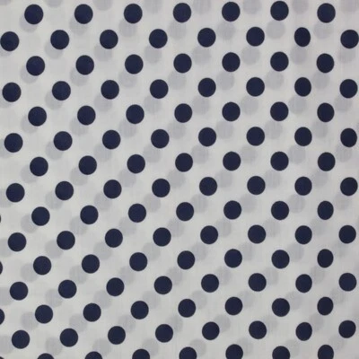 Navy Blue Polka Dot on White Fabric 45 inches wide x 2-1/4 yards Cotton - Image 1 of 3