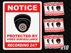 Camera security surveillance sticker video notice warning CCTV alarm decal 10x - Picture 1 of 3
