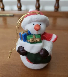 Telco Bisque Musical Christmas Tree Ornament Figure Snowman Santa Porcelain 1985 - Picture 1 of 6