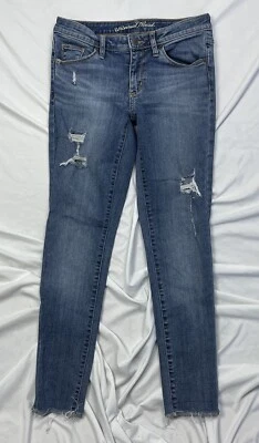 Женские джинсы с универсальной нитью размер 2/26R средняя посадка узкие разорванные искусственно состаренные с манжетами - Изображение 1 из 4