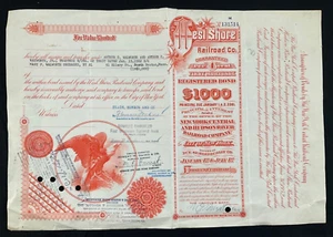 West Shore Railroad Company, primera fianza hipotecaria de $1,000 (1963) - Imagen 1 de 2