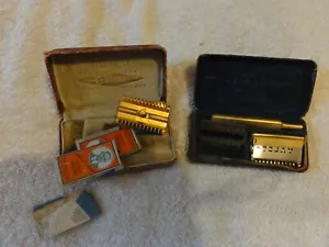 Vintage Antique Safety Razor Lot Shaving Blades Gillette Gold Marlin Valet - Picture 1 of 4