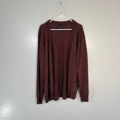 Cárdigan suéter Just Cavalli para mujer 44 acrílico metálico tejido rojo dorado abierto Foto 1 de 4