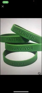 Green Mental Awareness Bracelets 4 Pc Silicone Jelly Wristband Cancer Cause New - Picture 1 of 1