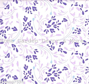 Purple Lavender Leaf Vine Laminate Vinyl Contact Paper Shelf Liner Peel Stick - Picture 1 of 2