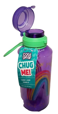 Cool Gear CHUG ME Kids Flip-Top Drink Water Bottle SHOW YOUR TRUE COLORS Purple - Image 1 of 4