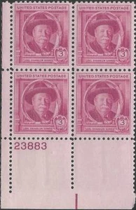 Plate Block of 4 Stamps - Scott 980 - 3 cent - Joel Chandler Harris - 1948 - MNH - Picture 1 of 1