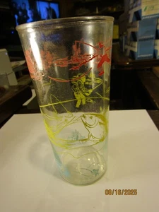 Vintage MCM Hazel Atlas Glass Fishing Theme Tumbler Rare Retro Cabin Fly 1950s - Picture 1 of 7