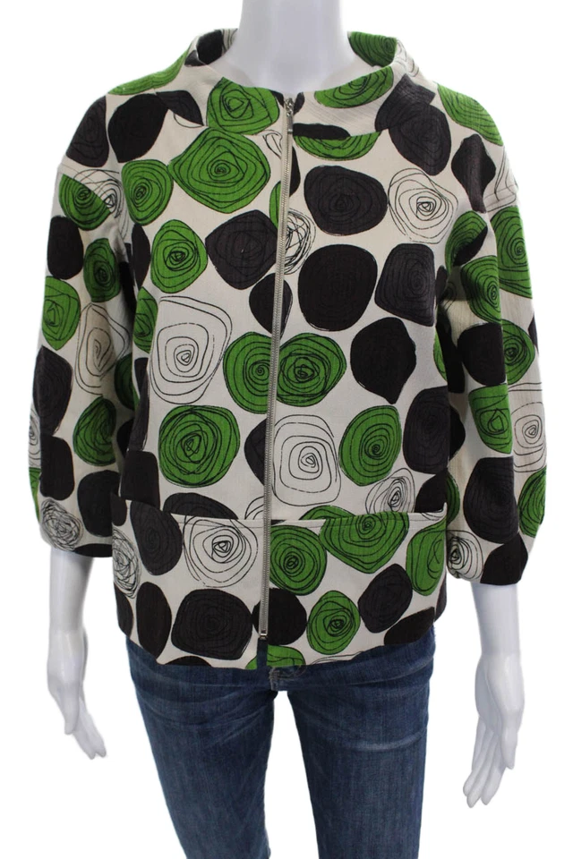 Chaqueta Elliott Lauren Mujer Beige Estampado Gráfico Manga 3/4 Cuello Redondo Talla 6 Foto 1 de 4