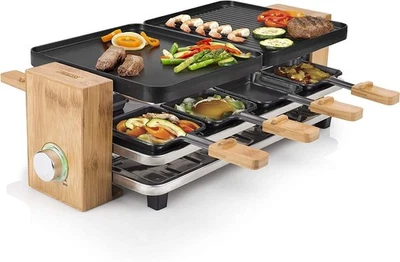Princess Raclette Pure 8 Bamboo Grill 1200W – Raclette Party Set UK Plug NEW - image 1 of 4
