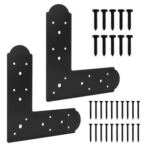 L Shape Steel Flat Bracket, 4 Pcs 10" X 10" Flat Fixing Mending Plates Black ... - Bild 1 von 8