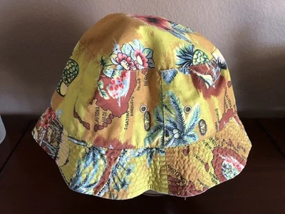 Raro Antiguo Azul Marino Damas S/M Multicolor Hawaiano Sombrero Cubo Suavemente Usado ¡Hermoso! Foto 1 de 4