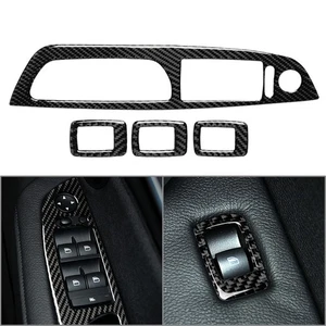 Kohlefaser Tür Fenster Knopf Rahmen Blende passend für BMW X5 E70 X6 E71 2008-13 RHD - Bild 1 von 11