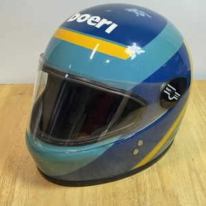 Casco de fibra de vidrio azul vintage BOERI Le Mans exhibición/artículo de coleccionista grande - Imagen 1 de 19