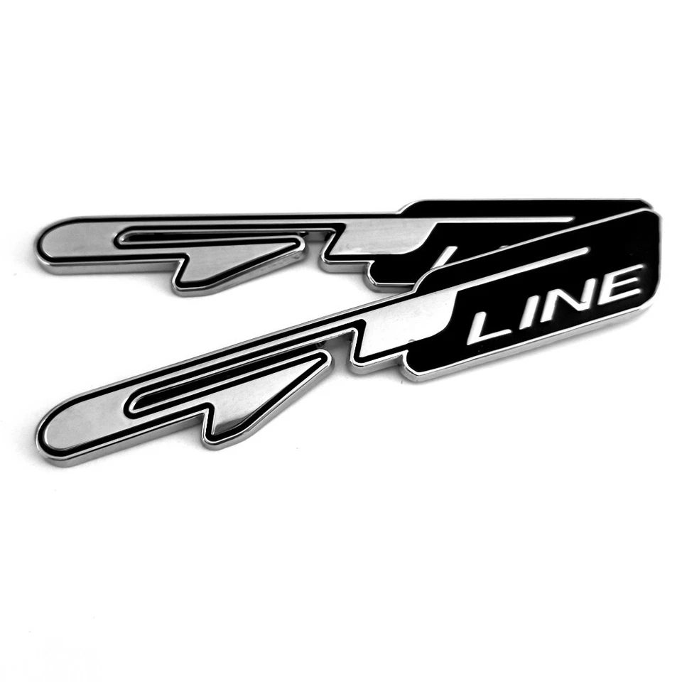 2X Metal GT LINE GTLine Fender Badge Chrome Black Emblem for Optima Peugeot - Image 1 of 3