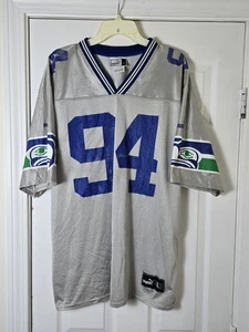 Vintage Puma Seattle Seahawks Chad Brown NFL Silver Jersey Size Large Alternate - Picture 1 of 4