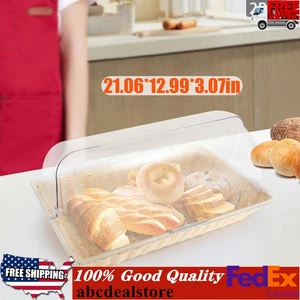 2pcs Large Rattan Bread Baskets, 21Inch Fruit Basket with Lids and Bread Clips! - Picture 1 of 15