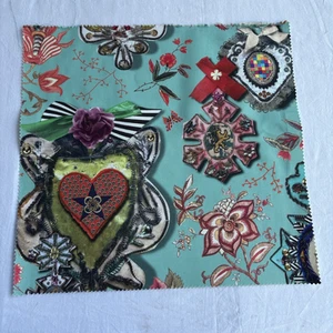 Designer Fabric Sample Christian Lacroix Cocarde Glauque Cotton 15.5 x 14.5 in - Picture 1 of 3