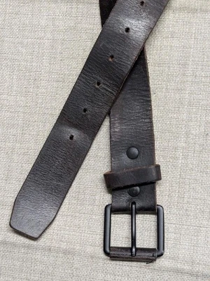 Y2K винтажный AMERICAN EAGLE кожаный ремень 34 коричневый воловья кожа полное зерно - Изображение 1 из 4