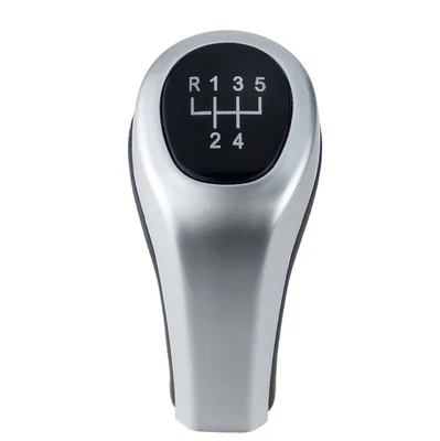 Schaltknauf Leder f. BMW 3er 5er 6er x3 x5 Silber Schalthebel Knauf 5 Gang Hebel - Bild 1 von 4