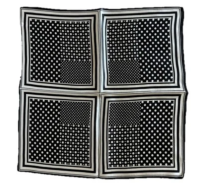 21”X21"Black Dot Pattern Print Pure Mulberry Satin Silk12momme Scarf53x53cm5-129 - Image 1 of 4