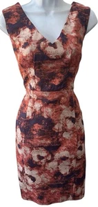 Tracy Reese Sleeveless Floral Dress 4 Lined V-Neck Zipper Sheath Colorful - Picture 1 of 9