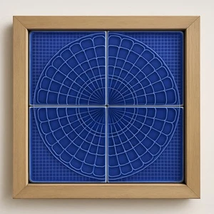 🖼️ VINTAGE 1970s - Framed Blue Ceramic Tile Wall Art- Retro Geometric Pattern - Bild 1 von 10