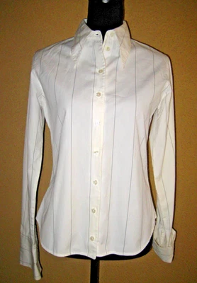 Camisa Vintage Anne Fontaine Ertina Blanco Algodón Abotonada Puño Rayas 1 Foto 1 de 4