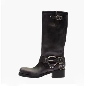 Womens 2024 Fashion Leather Round Toe Buckle Strap Studs Western Boots Shoes 855 - Picture 1 of 10