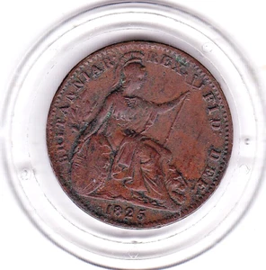 1825   One  Farthing  (1/4d)   Copper  Coin,  King  George  IV - Picture 1 of 2