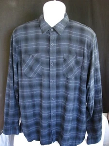 Travis Mathew Blue/Black Striped Rayon/Cotton L/S Button Ft. Shirt Sz. L - Picture 1 of 8