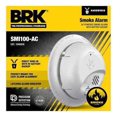 NUEVO BRK SMI100-AC Alarma de Humo Cableado 85dB Batería Respaldo Ionización UL Foto 1 de 4