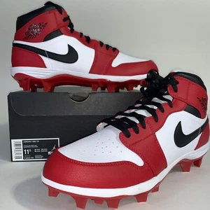 Air Jordan 1 Mid TD Football Cleats Chicago White Red FJ6805-106 Size 11.5 - Picture 1 of 11