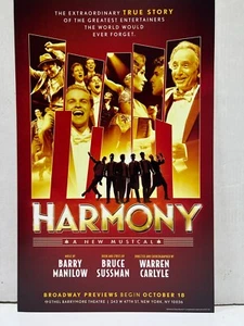 HARMONY A new Musical BARRY MANILOW - Broadway Window Card - NEW!!!! - Picture 1 of 9