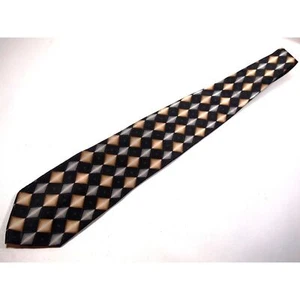 Croft & Barrow Herrenkrawatte Krawatte 100 % Seide 60 Zoll schwarz silber gold geometrisch Karriere - Bild 1 von 3