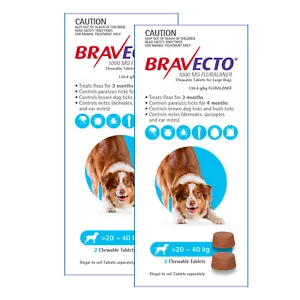 Bravecto For Large Dogs 20-40kg 4 Chews - Picture 1 of 1
