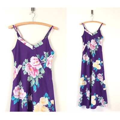 Редкий винтажный 60-х 70-х гавайский Гонолулу цветочный цветок питания макси платье S кафтан - Изображение 1 из 4