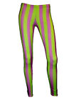 New Green & Purple Stripes Striped Clown Leggings Funky Goth Punk Emo Halloween