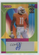 2023 Leaf Vivid Green Prismatic /4 Jalin Hyatt #BA-JH2 Rookie Auto RC