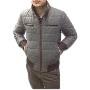 Piumino uomo tessuto e pelle mod: ALFRED-GRIGIO - Imagen 1 de 3