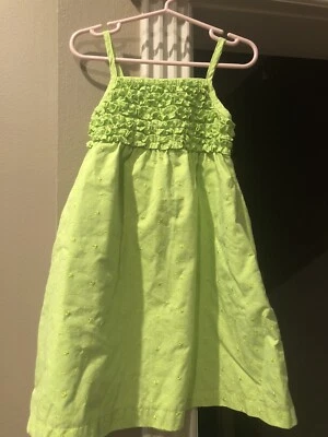 Penelope Mack Baby Girls Bright Green Eyelet Dress Ruffled Bodice 4 4T NWOT - Image 1 of 4