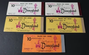 X5 DISNEY TICKET BOOKS 1960'-70'S MAGIC KEY CHILD JUNIOR & ADULT & MR LINCOLN - Picture 1 of 8