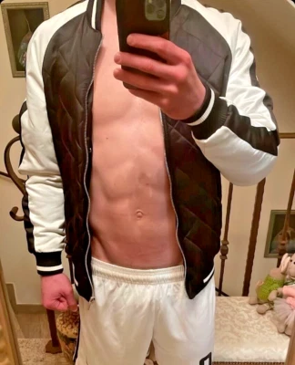 Zara Vintage Man Bomber Satin Silky Glanz Jacket Nylon Shiny Black White - Image 1 of 4