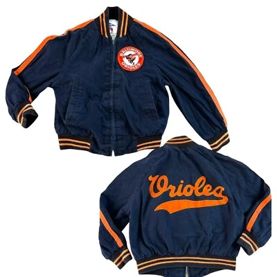 VTG 60s 70s Baltimore orioles baseball pyramid navy blue orange jacket boy 6 - Image 1 of 4