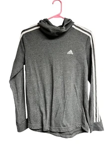 felpa donna piccola manica lunga grigia Adidas leggera con cappuccio - Foto 1 di 3