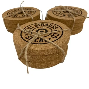 Levi Strauss & Co Cork Drink Coasters Lot 3 Sets for Total of 12 Party BBQ - Picture 1 of 8